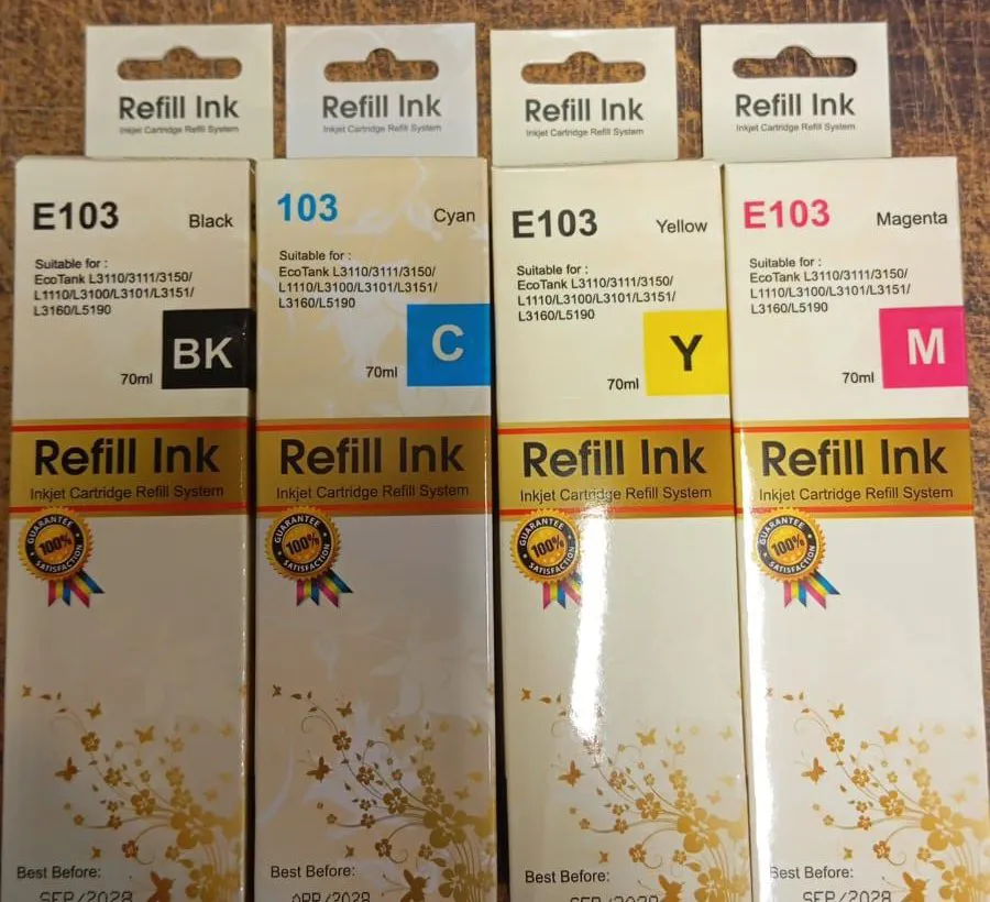 Epson 103 Uyumlu Mürekkep Seti (4 Renk, 70 ml)